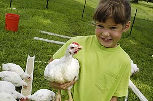 girl with chicken